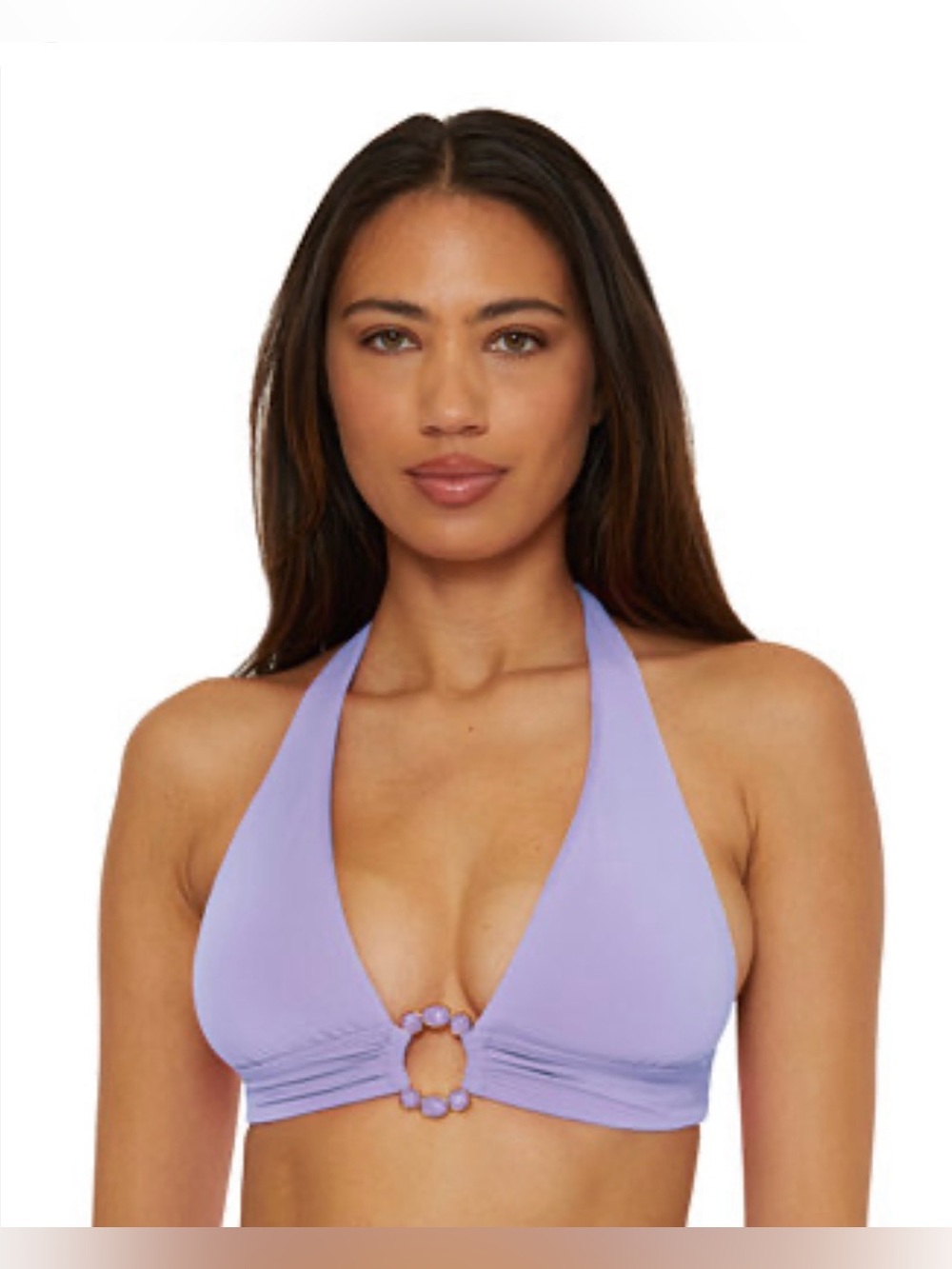 Becca by Virtue Lilac Halter Bikini Top with Ring Accent
